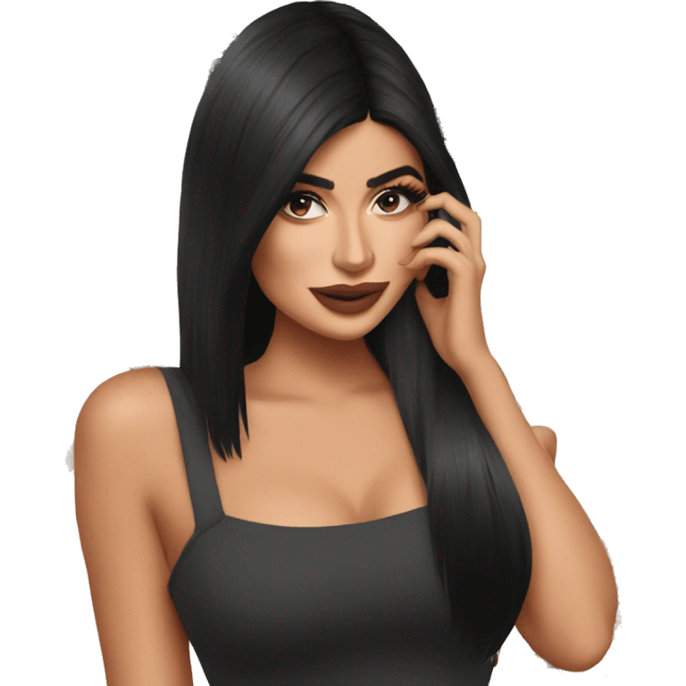 Kylie Jenner talking with telephone emoji