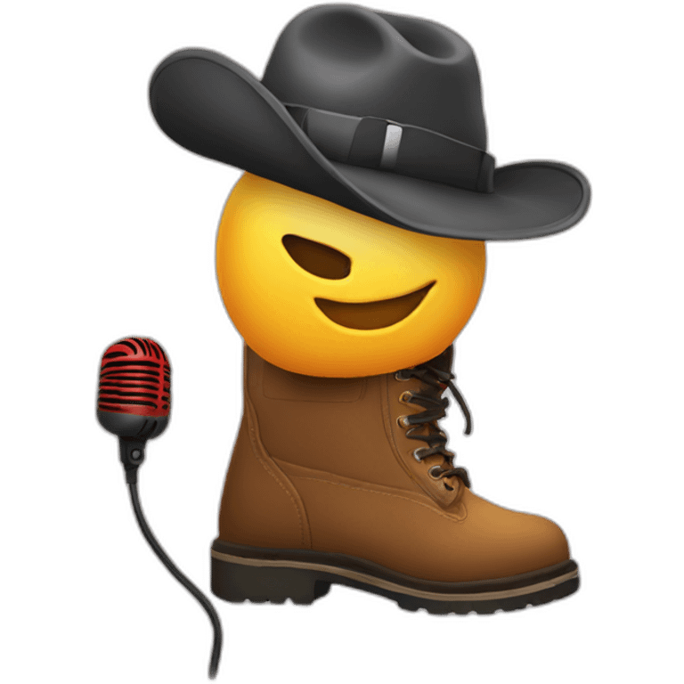 hat, boots, microphone emoji