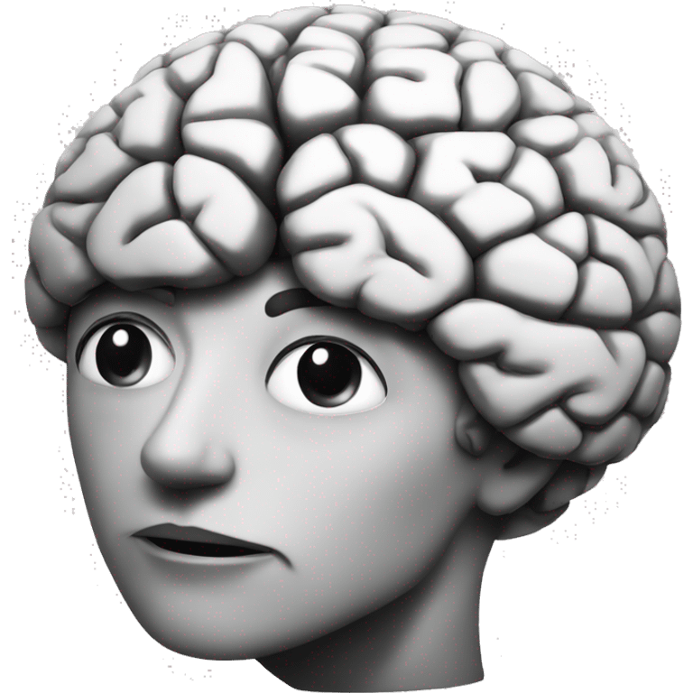 just a brain emoji in black and white 2d  emoji