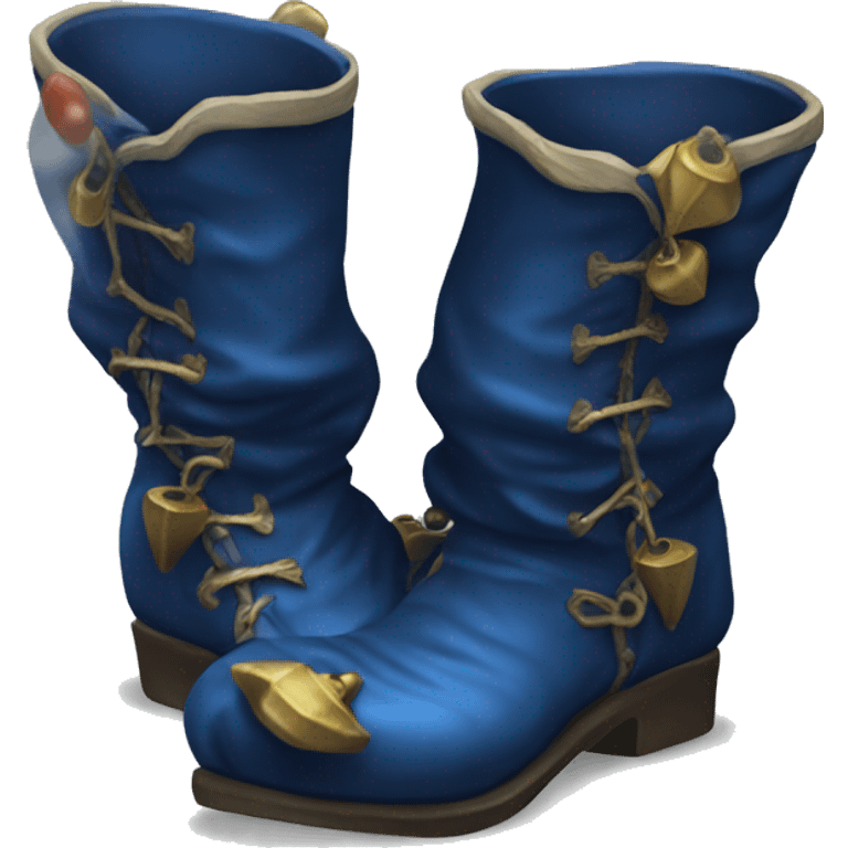 Realistic isolated dark blue elf boots with bells. emoji