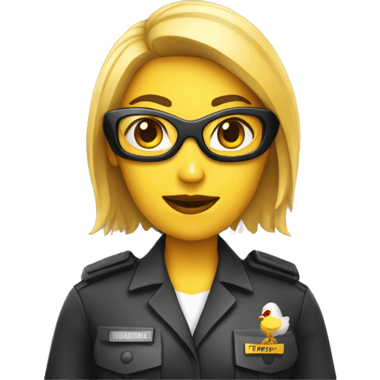 Female Security agent with chicken emoji