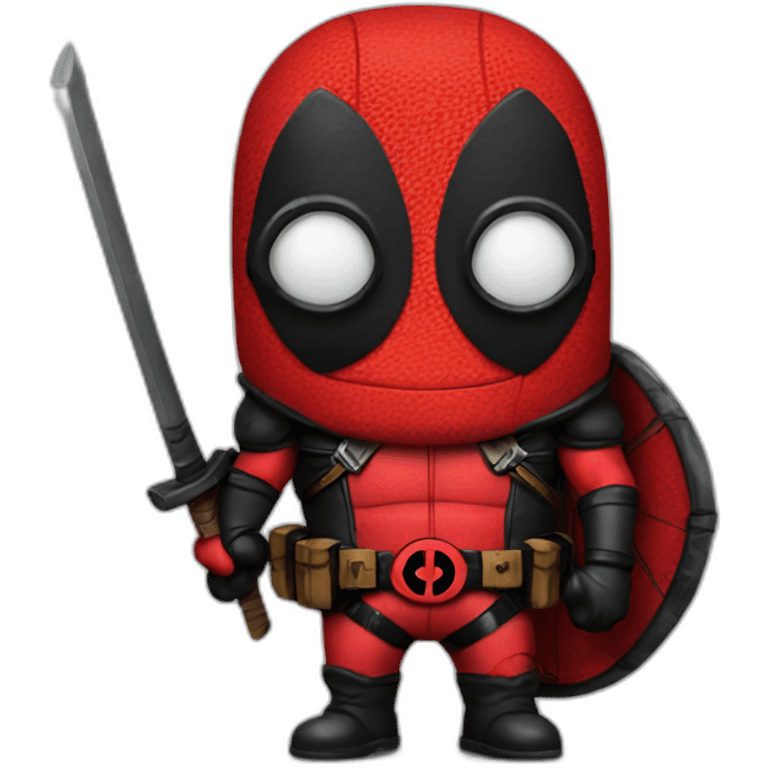 Minion dressed as deadpool emoji