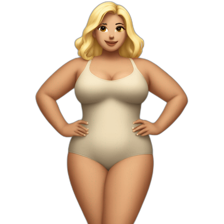 Slim-Thicc woman swimsuit posing full body (blonde, perfect body, hourglass figure) emoji