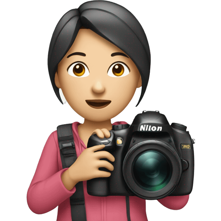 asian woman holding a nikon camera emoji