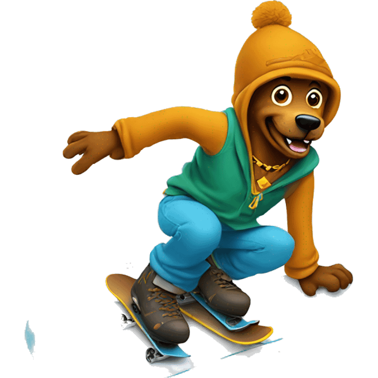 scooby doo on snowboard having fun emoji