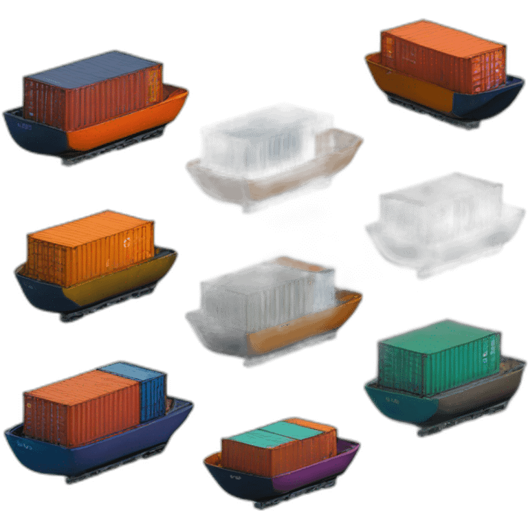 Futuristic claster of containerainers and pods colored matte deep colors emoji