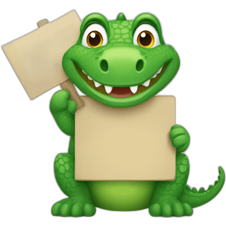 Cute crocodile Holding a Sign emoji