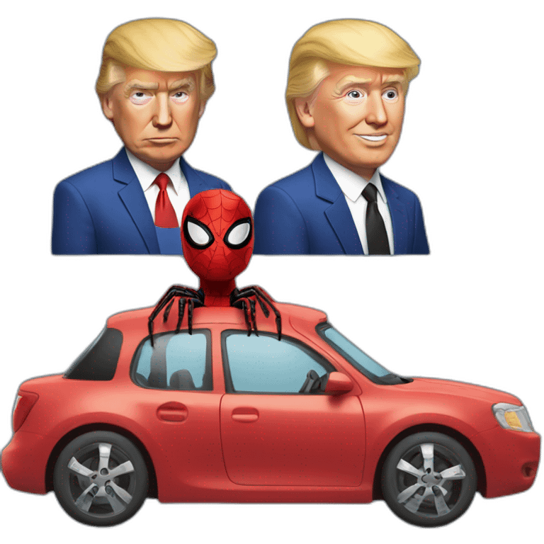 donald trump with spider man in a car emoji