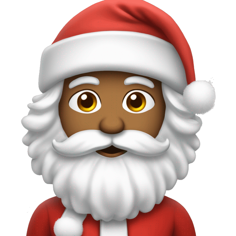 “An adorable Santa with a red suit, fluffy white beard, rosy cheeks, big eyes, and a red hat with a white pom-pom.” emoji