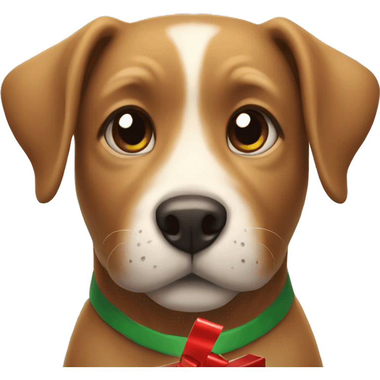 Dog with a Christmas gift emoji