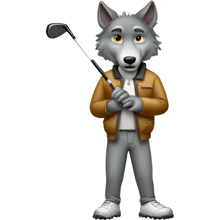 wolf holding a golf club emoji