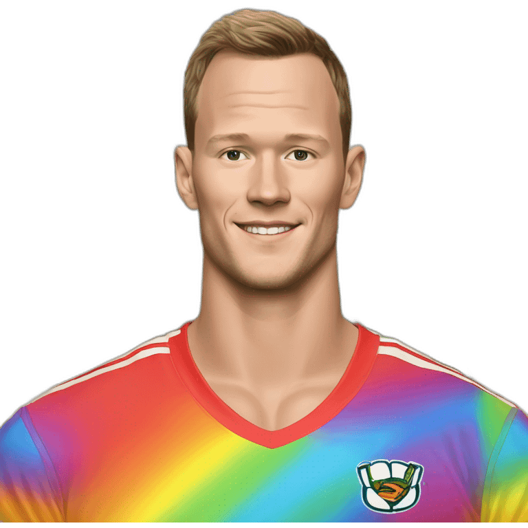 Jonathan Toews as rainbow beach bum emoji