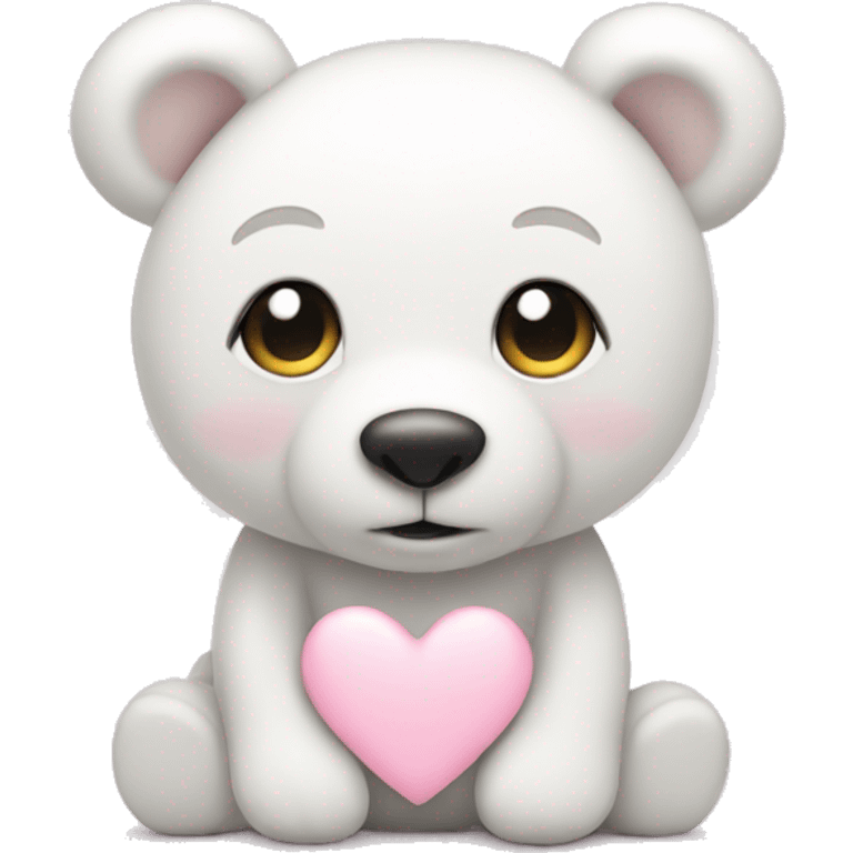 White teddy bear with light pink heart emoji