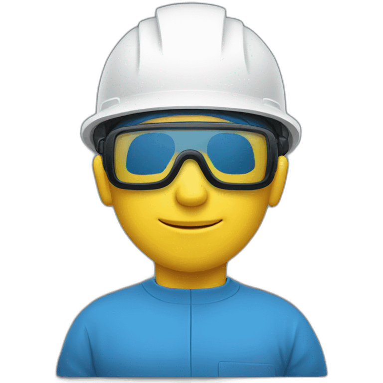 Chemical Operator, white helmet, safety glasses, Blue clothes emoji