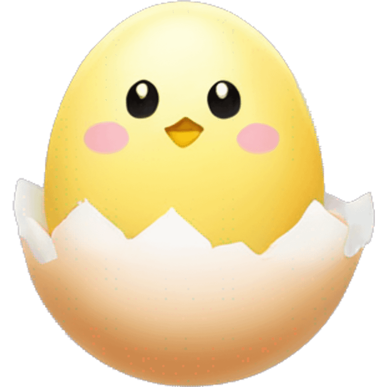 Rainbow kawaii small chick in egg shell emoji emoji