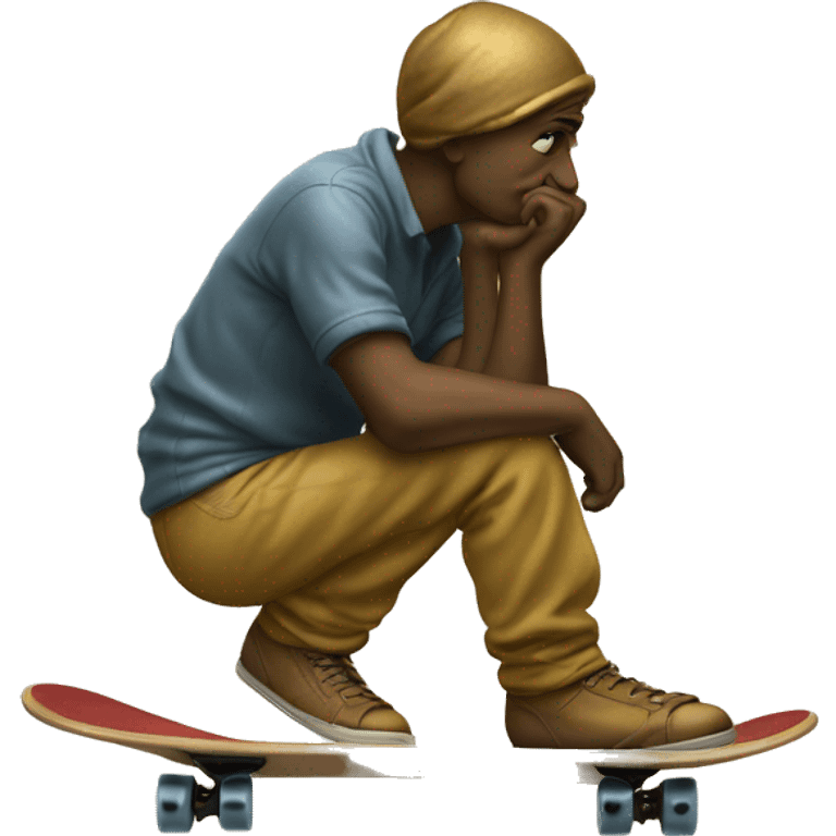 antique the Thinker on skateboard emoji