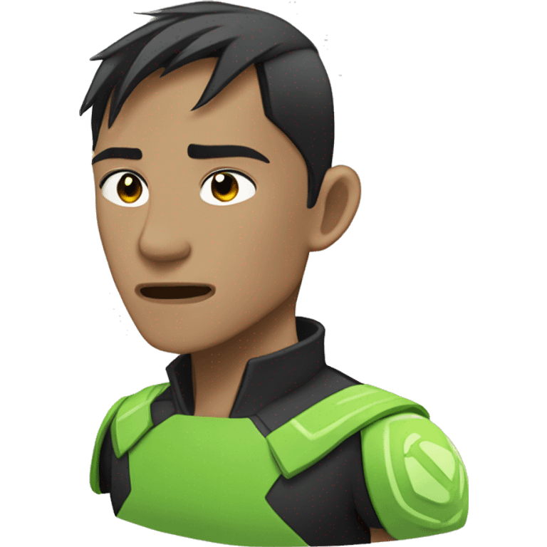 Omnitrix asain, explaining side looking, half body emoji