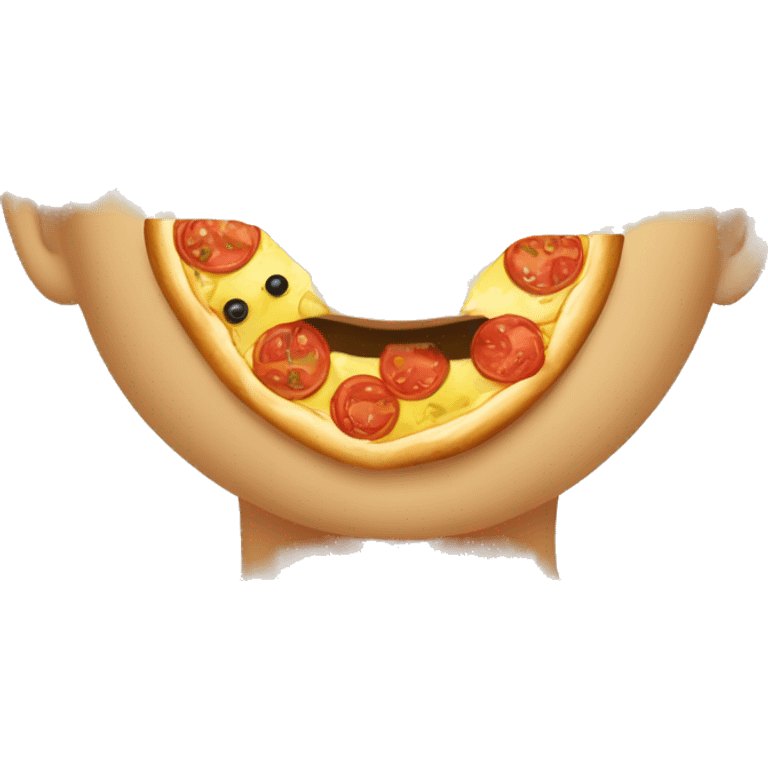 emoji classico rosto amarelo redondo comendo pizza emoji