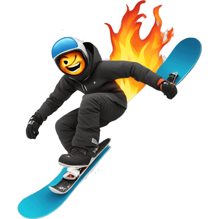 Snowboarder on fire and laughing emoji