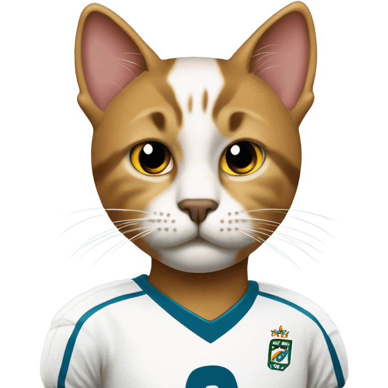 Cat wearing football jerser cristiano ronaldo 2008 emoji