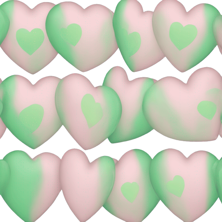 Half light pink half green heart emoji