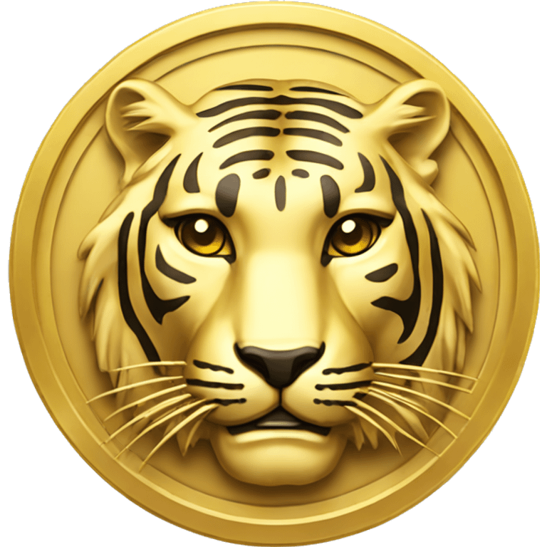 gold coin with gold tiger on it emoji