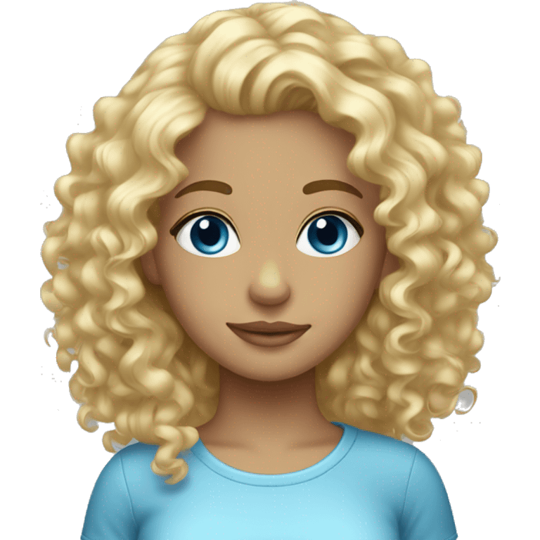 Blonde girl curly hair blue eyes emoji