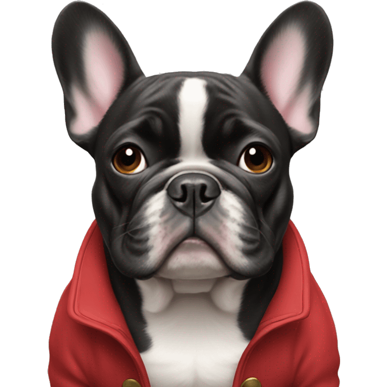 french bulldog with red coat emoji