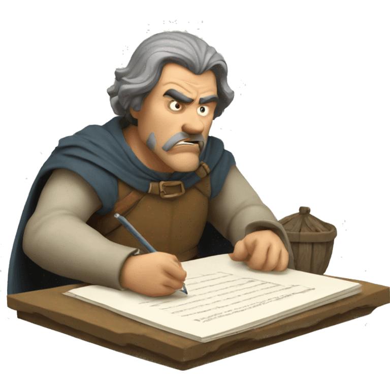 angry man writing tax paper medieval emoji