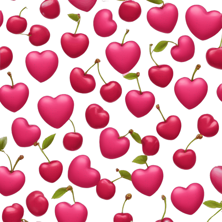 Pink heart cherries emoji