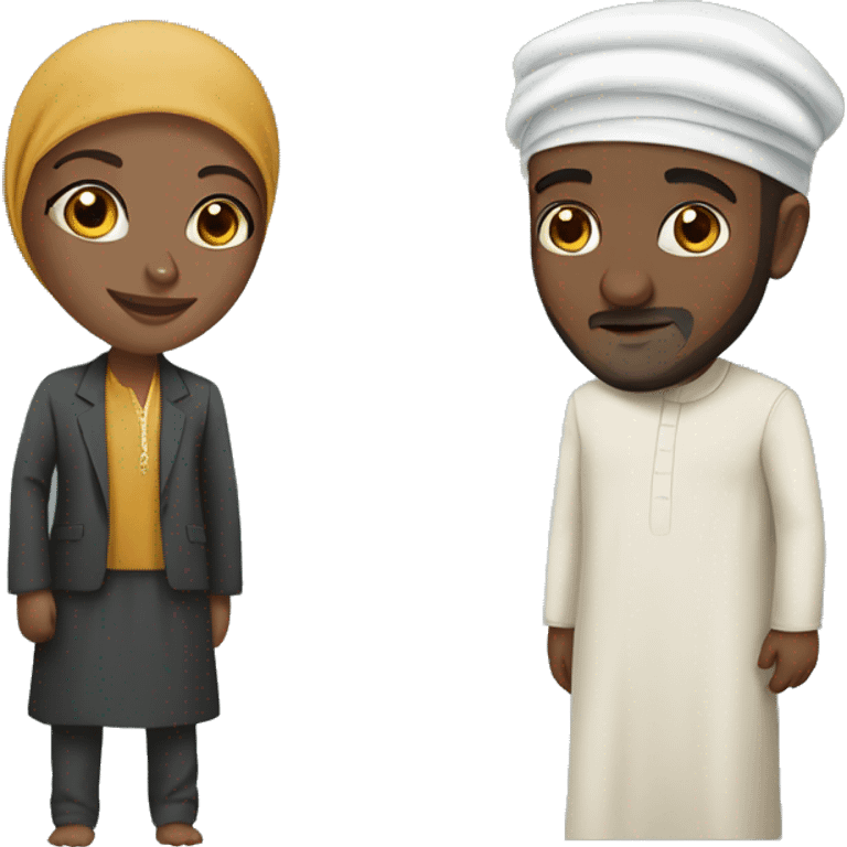 African Muslimah and Desi Muslim man emoji