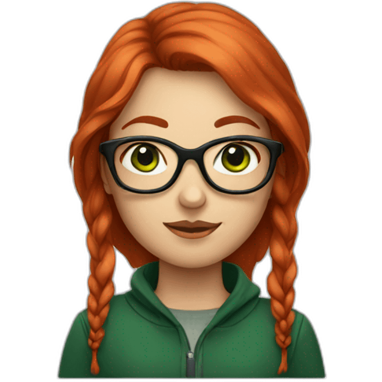 Red hair girl with green eyes and black eyeglasses emoji