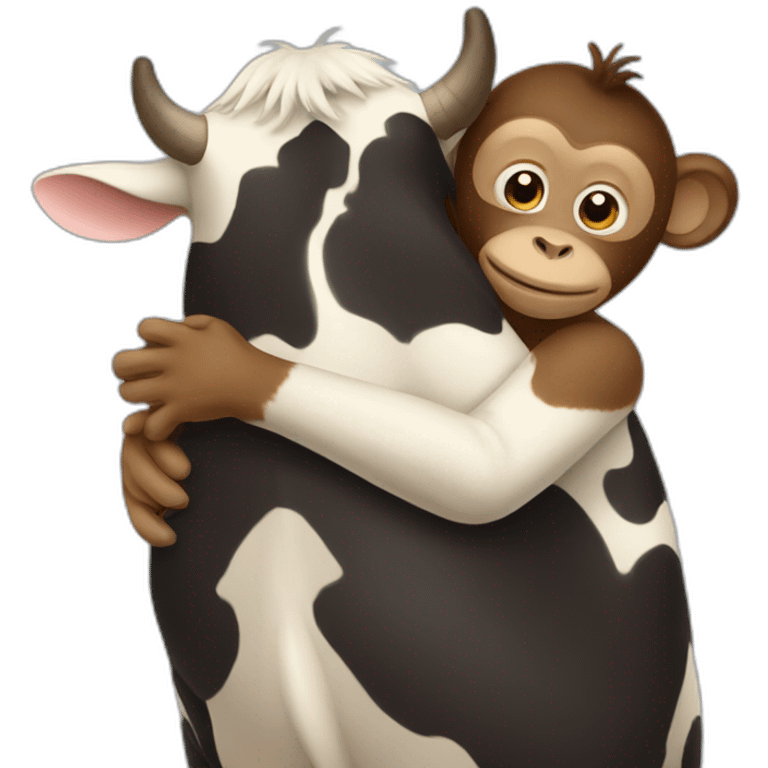 cow huging monkey emoji