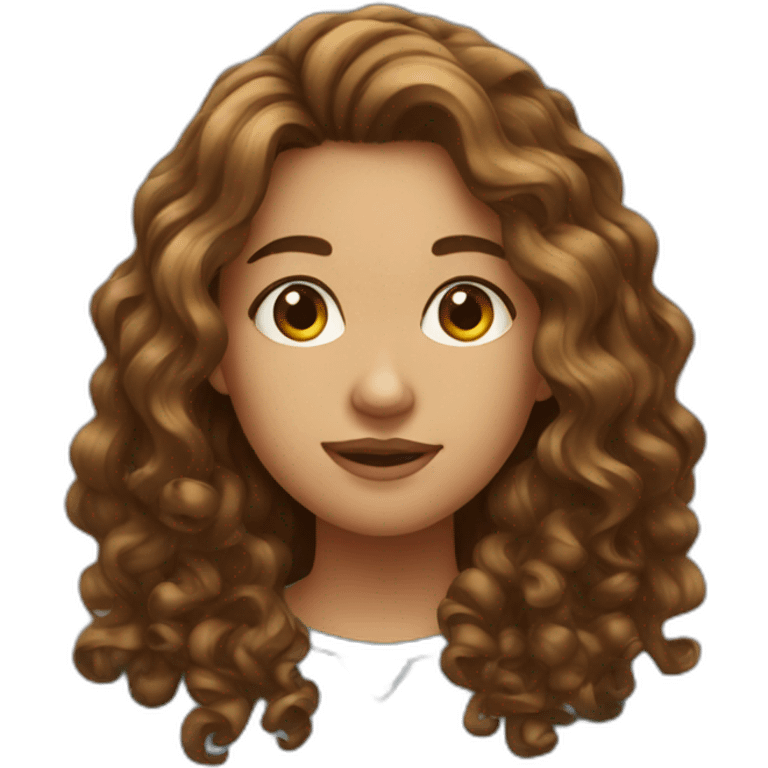 Girl with long curly brown hair emoji