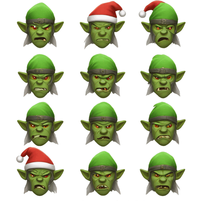 Fierce Orc ranger wearing santa hat emoji