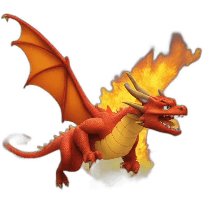 Dragon qui crash du feu sur un village emoji