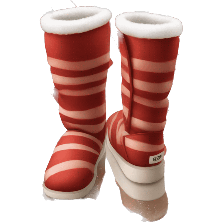 Realistic red and white striped Ugg boots. emoji