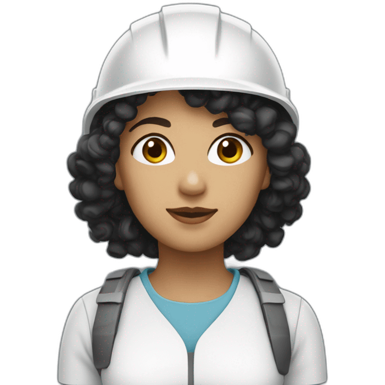 a constructor woman with curly black hair and white helmet emoji