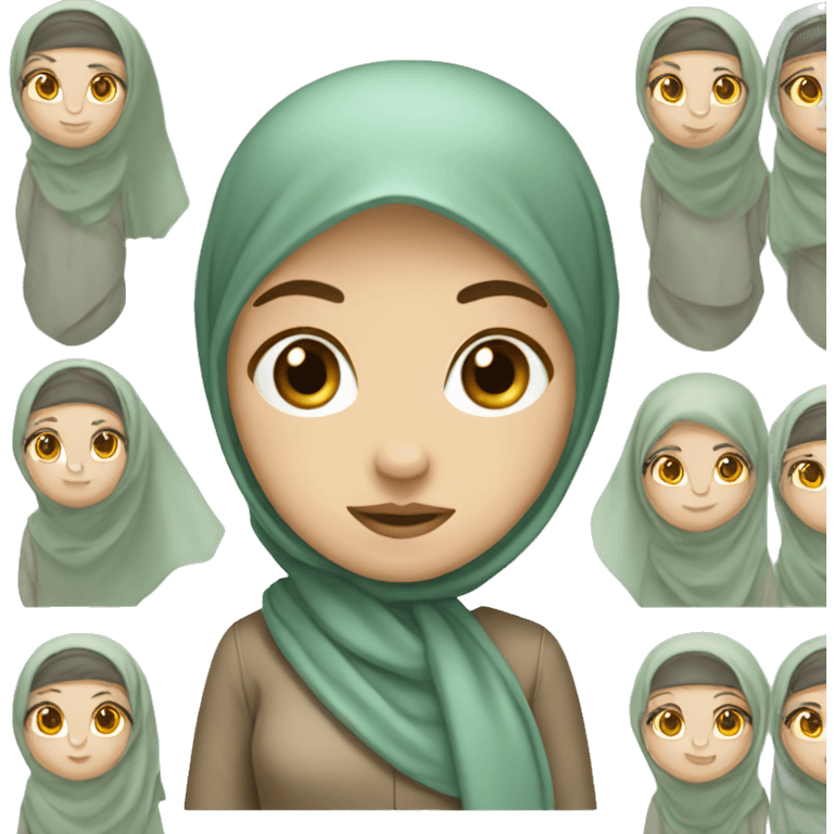 White girl wearing sage hijab and bow emoji