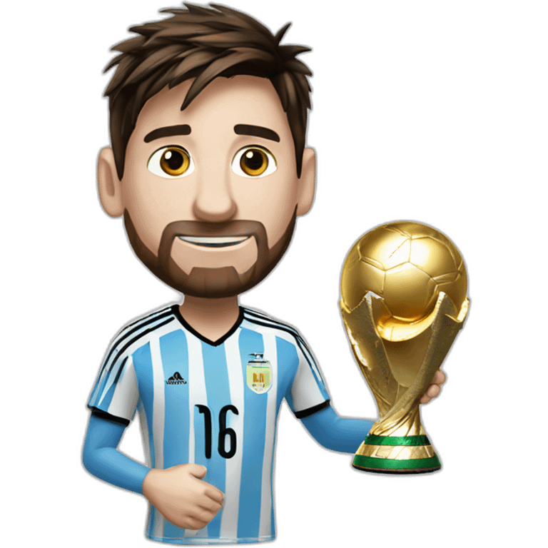 messi with the world cup emoji