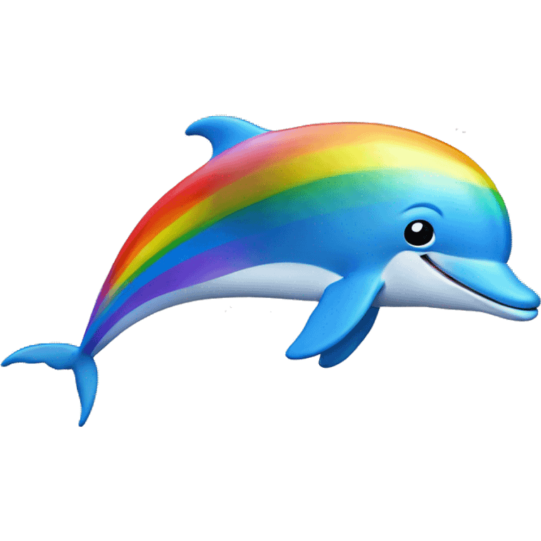 Dolphin jumping over a rainbow emoji