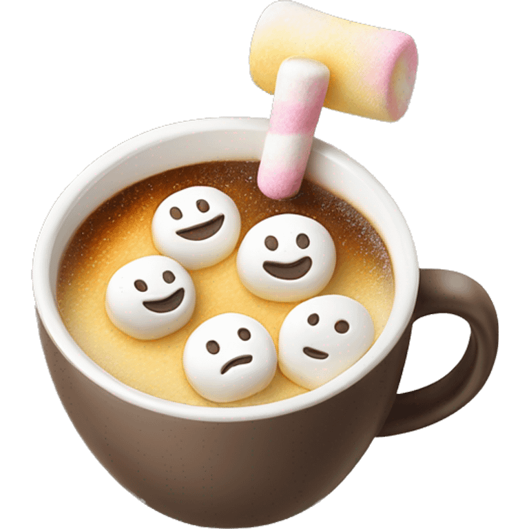 Tasse mit zuckerstangen Motiv wo Kakao drin ist mit Marshmellows oben drauf emoji