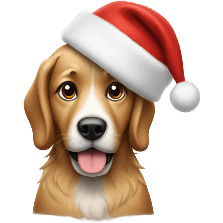 dog with a christmas hat emoji