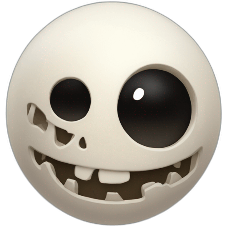 3d sphere with a cartoon Wither Skeleton skin texture with big thoughtful eyes emoji