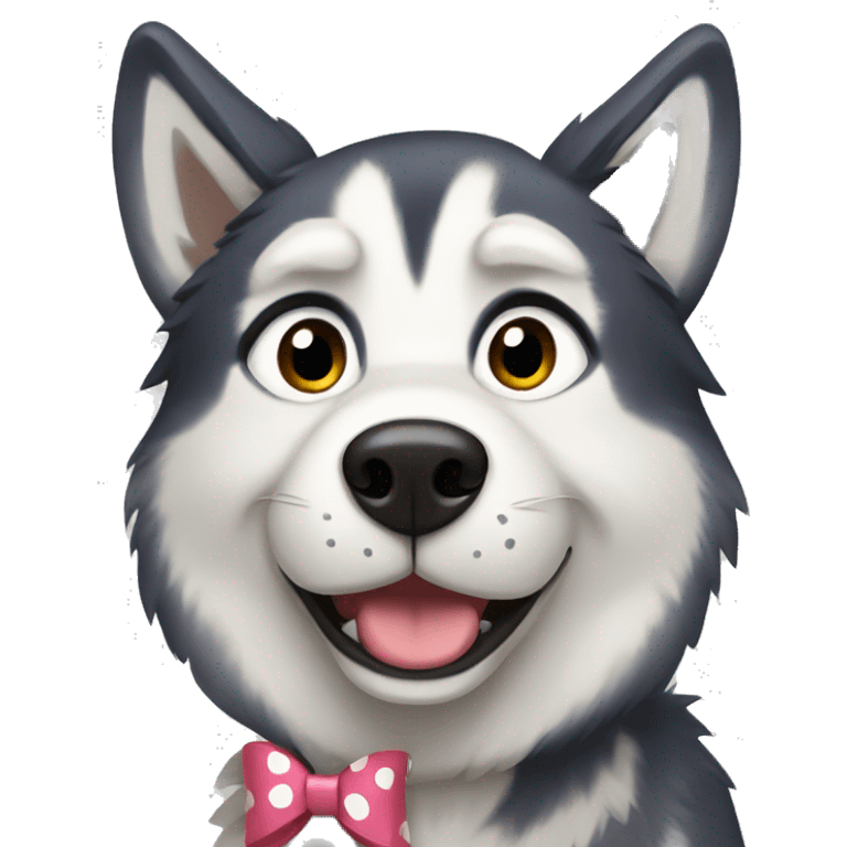 husky with spots and a bow  emoji