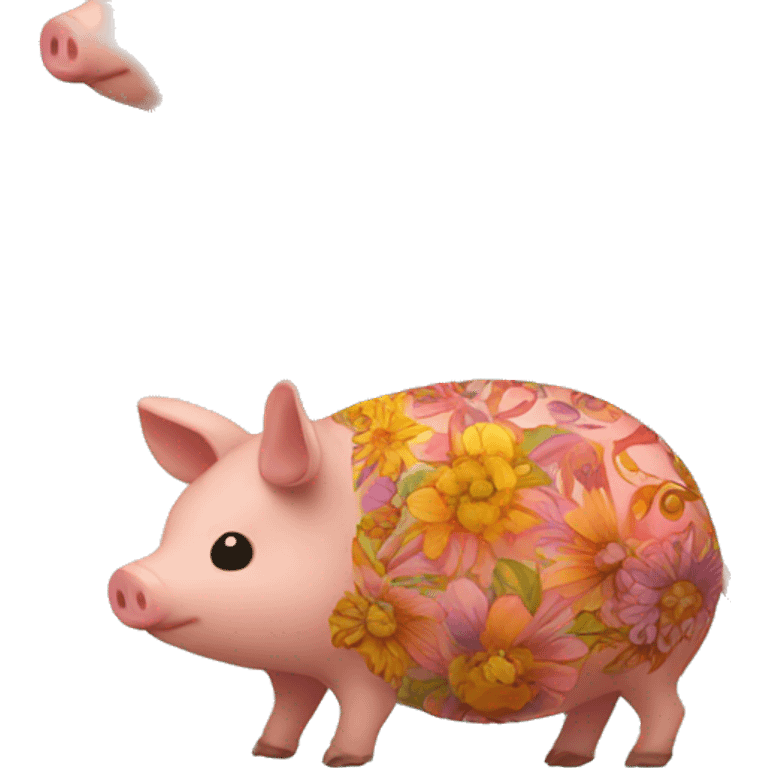 retro groovy hippie floral patterns on a pig armadillo centipede emoji