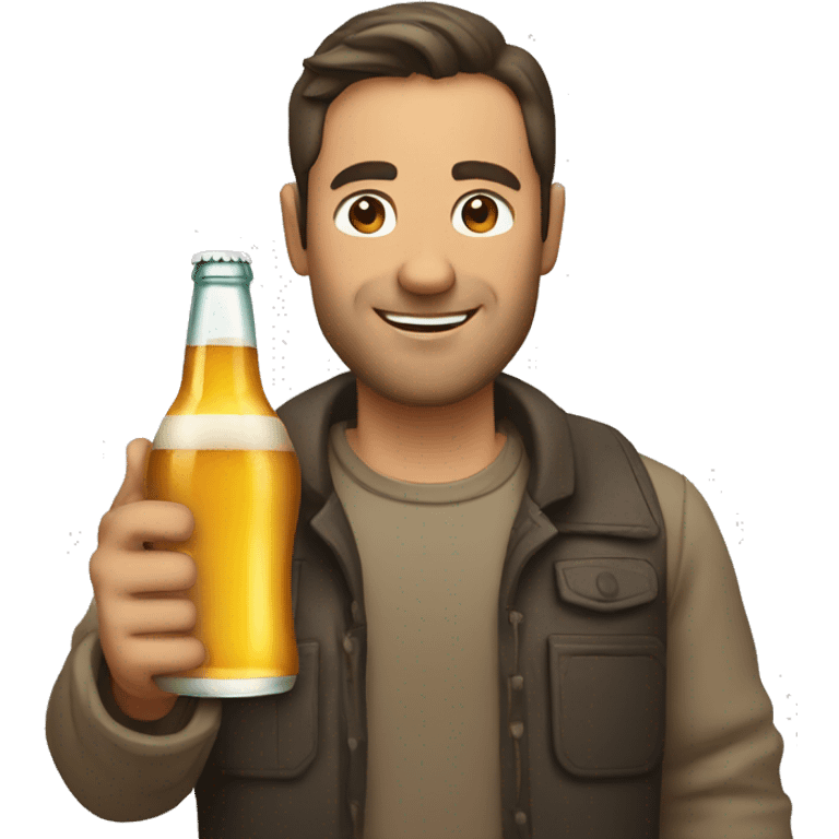 a man holding a beer bottle emoji