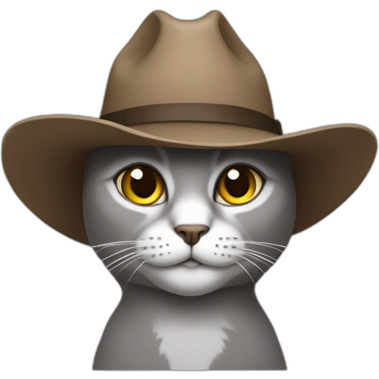 Grey cat in a cowboy hat emoji