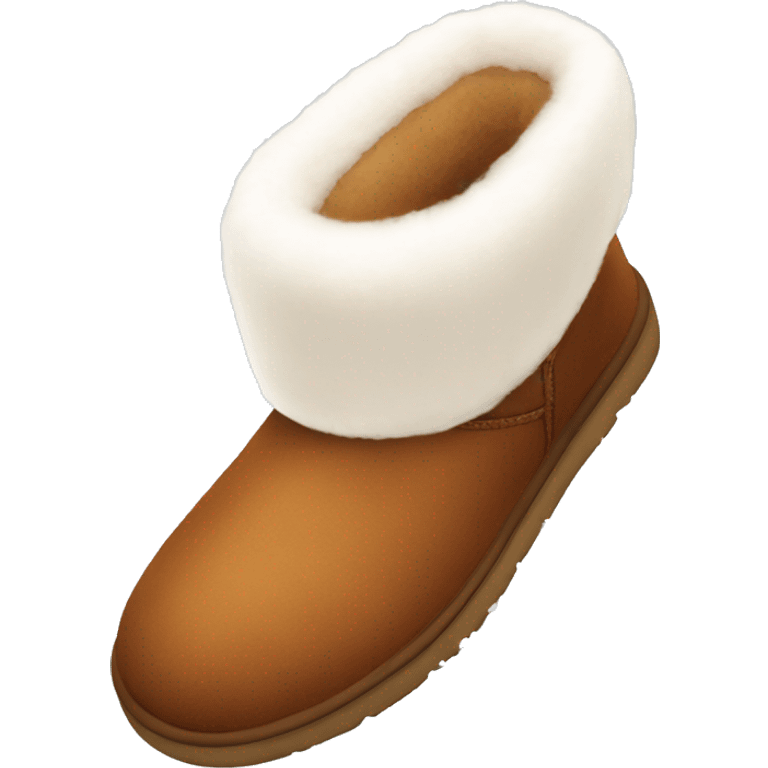 chestnut Uggs from the top view with a fluffy white trim emoji