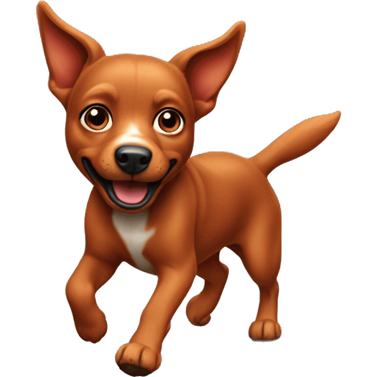 realistic solid red dog with pointed ears running emoji